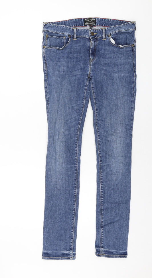 AUBIN & WILLS Mens Blue Cotton Skinny Jeans Size 32 in L31 in Regular Zip