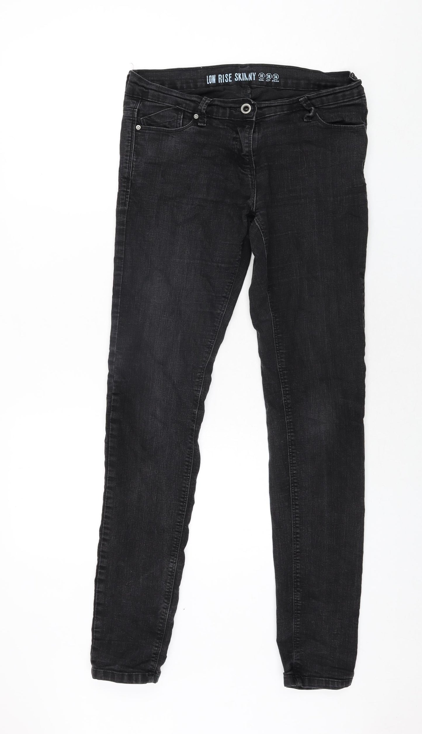 Denim & Co. Womens Black Cotton Tapered Jeans Size 10 L32 in Regular Zip