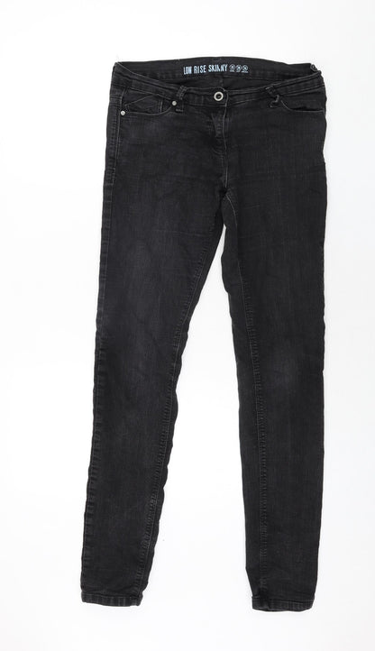 Denim & Co. Womens Black Cotton Tapered Jeans Size 10 L32 in Regular Zip