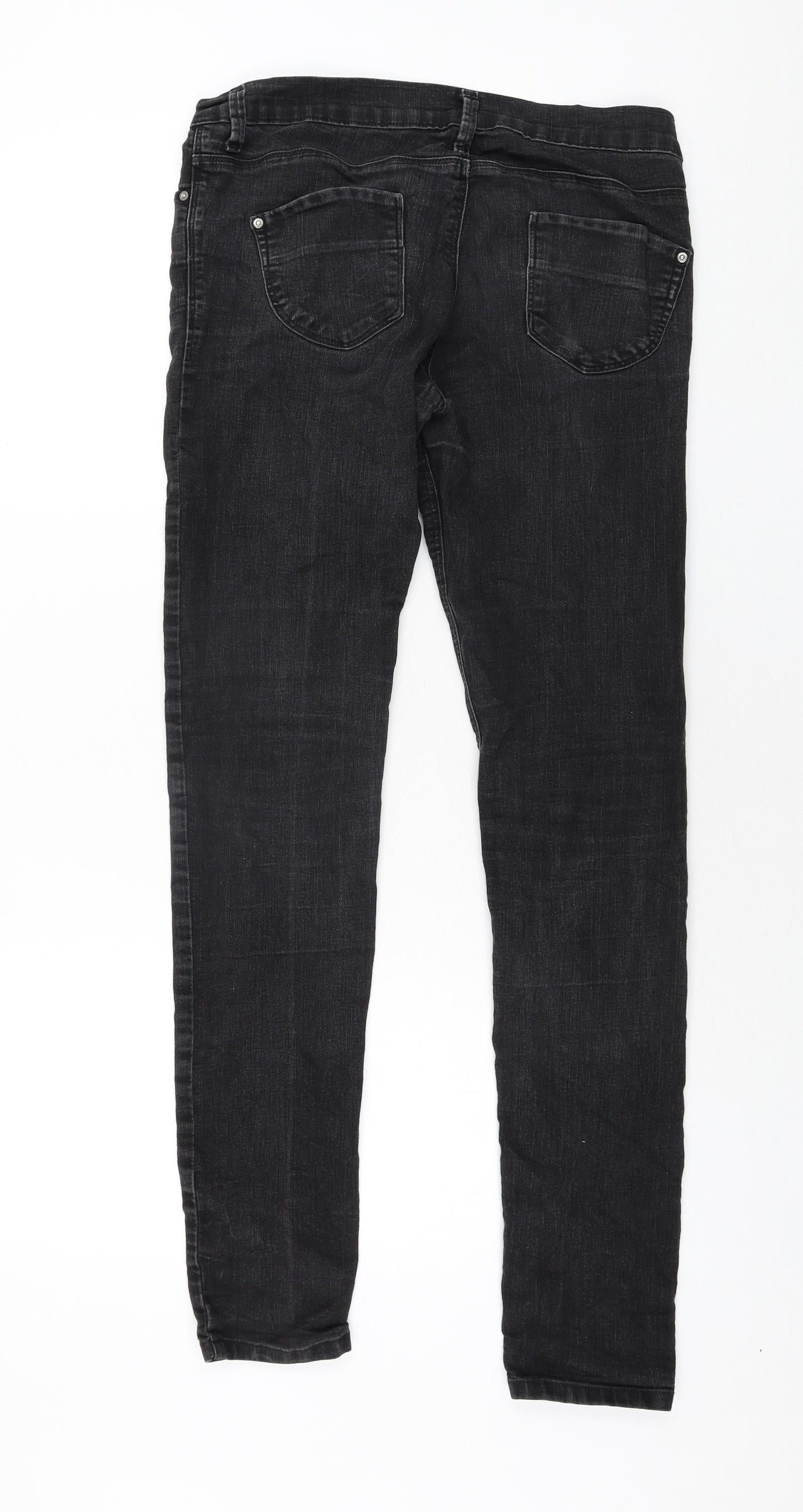 Denim & Co. Womens Black Cotton Tapered Jeans Size 10 L32 in Regular Zip