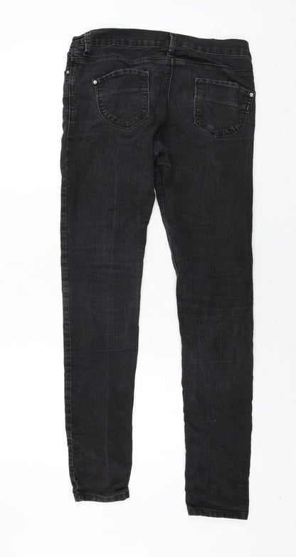 Denim & Co. Womens Black Cotton Tapered Jeans Size 10 L32 in Regular Zip