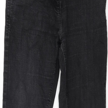 Denim & Co. Womens Black Cotton Tapered Jeans Size 10 L32 in Regular Zip