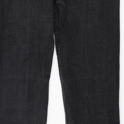 Denim & Co. Womens Black Cotton Tapered Jeans Size 10 L32 in Regular Zip