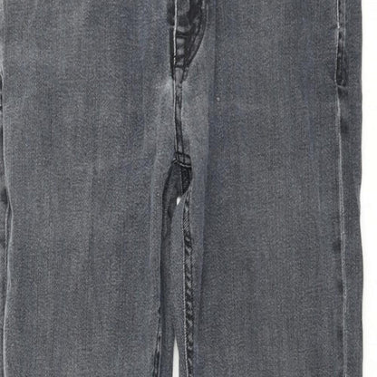 Zara Mens Grey Cotton Straight Jeans Size 30 in L27 in Regular Zip