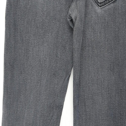 Zara Mens Grey Cotton Straight Jeans Size 30 in L27 in Regular Zip
