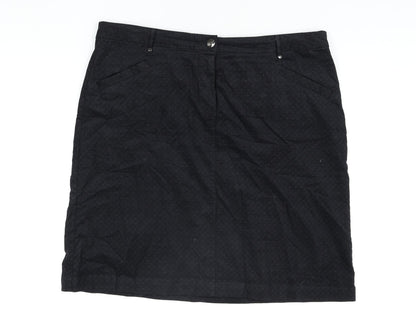 Per Una Womens Black Geometric Cotton Straight & Pencil Skirt Size 20 Zip
