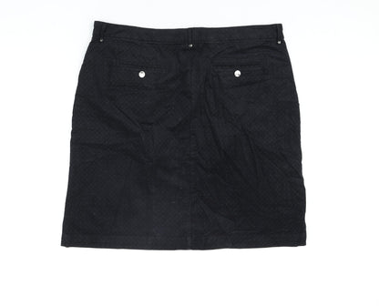 Per Una Womens Black Geometric Cotton Straight & Pencil Skirt Size 20 Zip