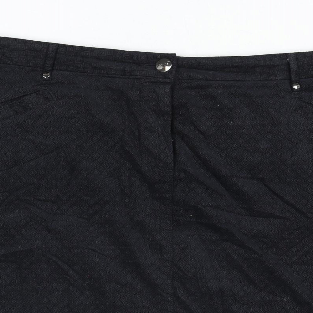 Per Una Womens Black Geometric Cotton Straight & Pencil Skirt Size 20 Zip