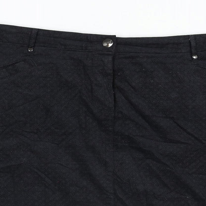 Per Una Womens Black Geometric Cotton Straight & Pencil Skirt Size 20 Zip