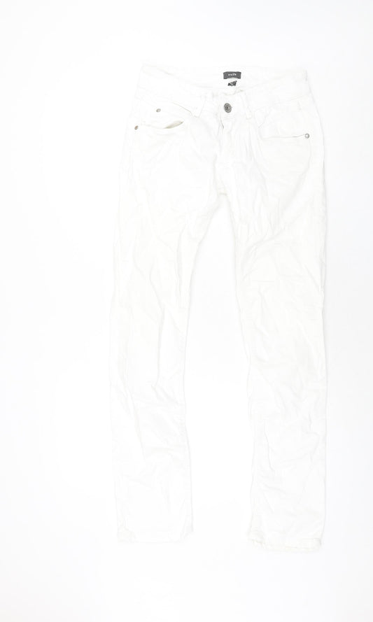 Mexx Womens White Cotton Straight Jeans Size 10 L31 in Regular Zip