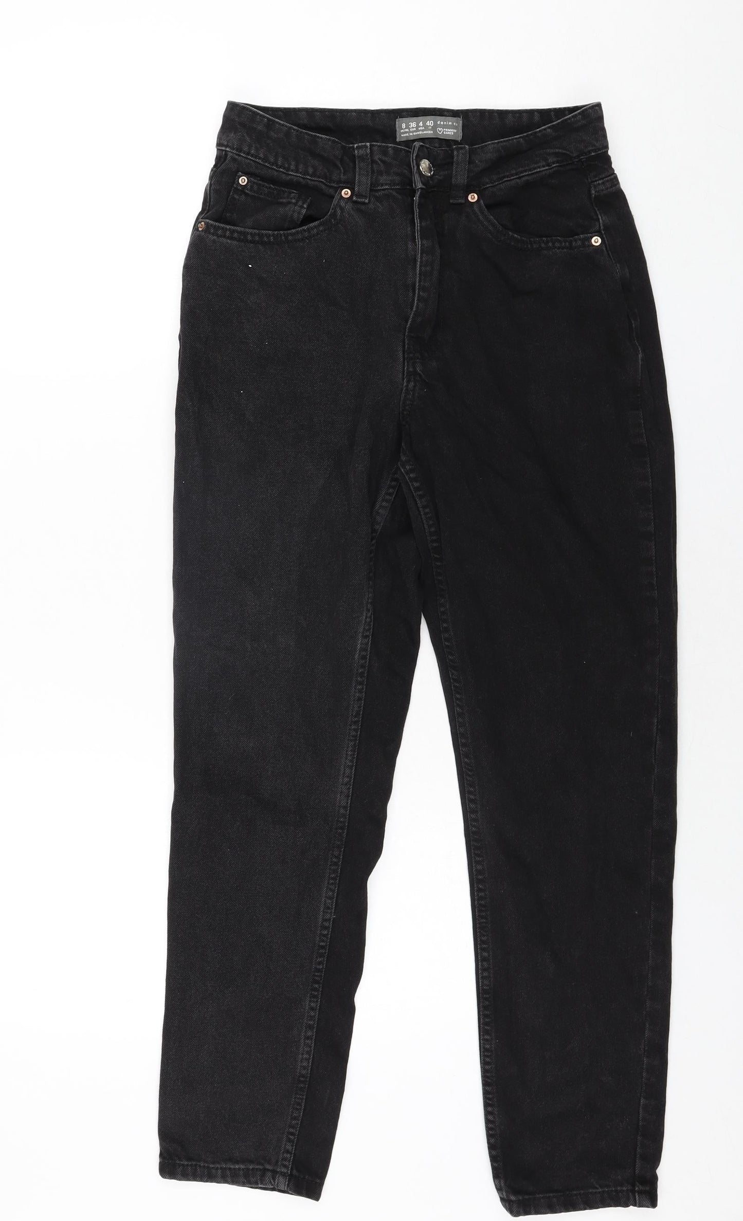 Denim & Co. Womens Black Cotton Tapered Jeans Size 8 L27 in Regular Zip