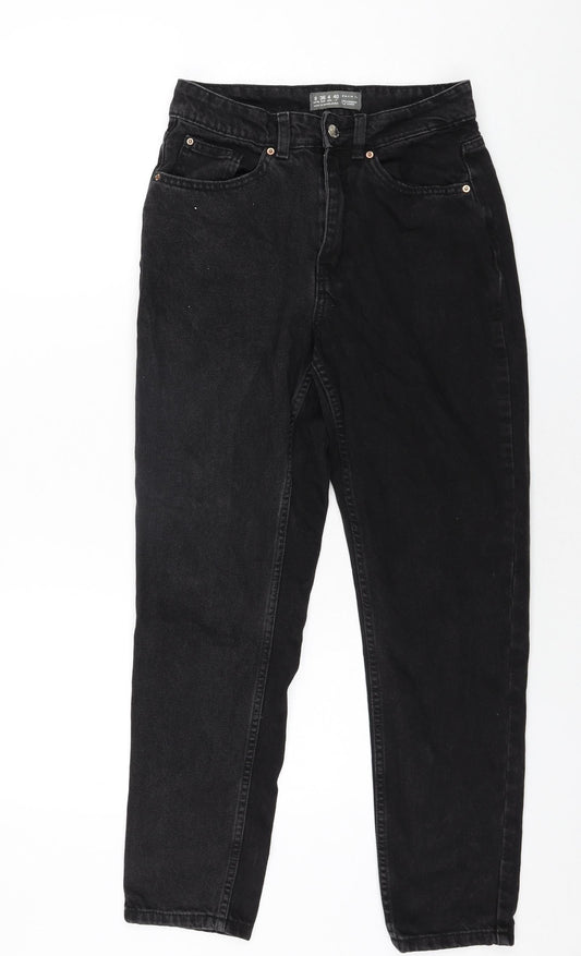 Denim & Co. Womens Black Cotton Tapered Jeans Size 8 L27 in Regular Zip