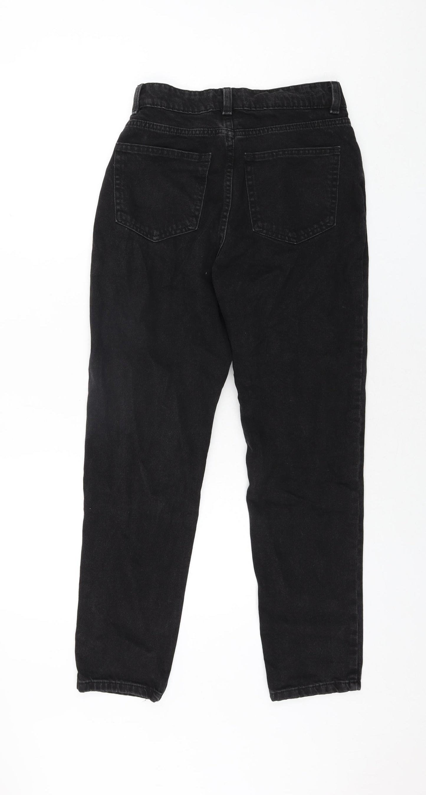 Denim & Co. Womens Black Cotton Tapered Jeans Size 8 L27 in Regular Zip