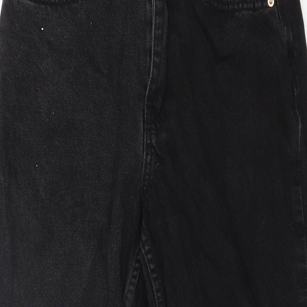 Denim & Co. Womens Black Cotton Tapered Jeans Size 8 L27 in Regular Zip