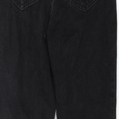 Denim & Co. Womens Black Cotton Tapered Jeans Size 8 L27 in Regular Zip