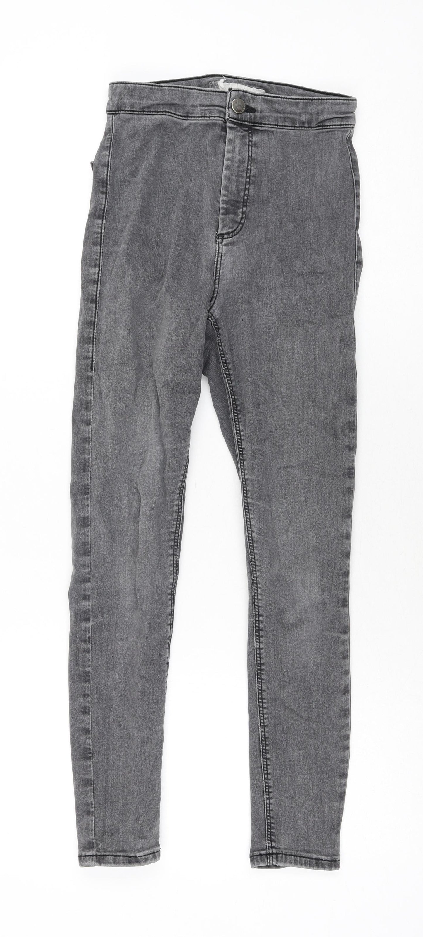 Topshop Womens Grey Cotton Skinny Jeans Size 28 in L30 in Regular Zip