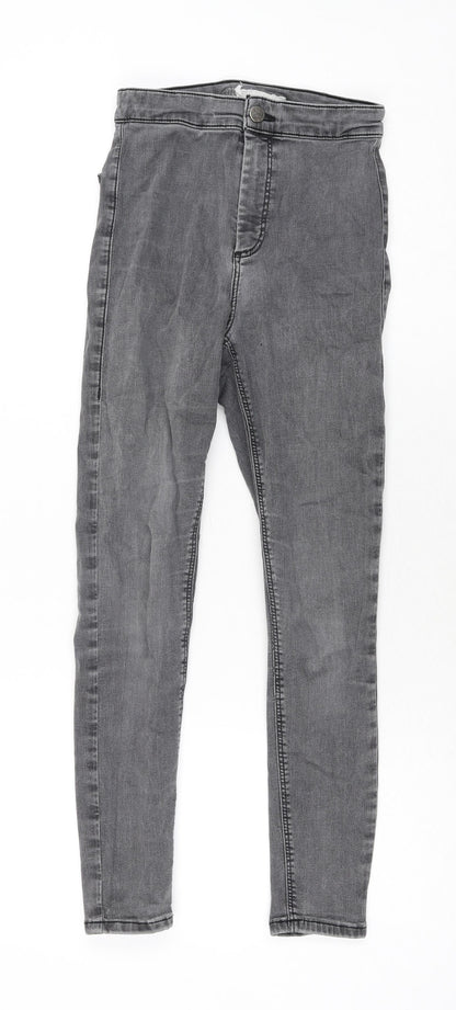 Topshop Womens Grey Cotton Skinny Jeans Size 28 in L30 in Regular Zip