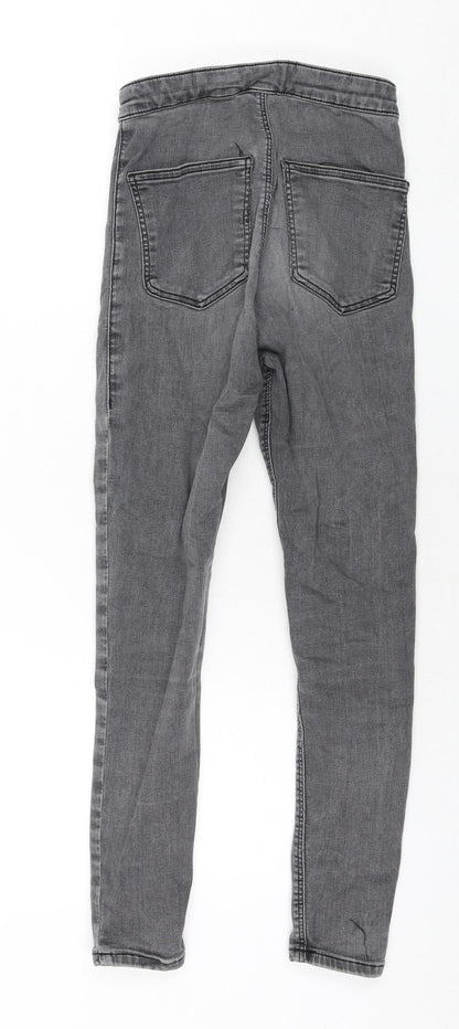 Topshop Womens Grey Cotton Skinny Jeans Size 28 in L30 in Regular Zip