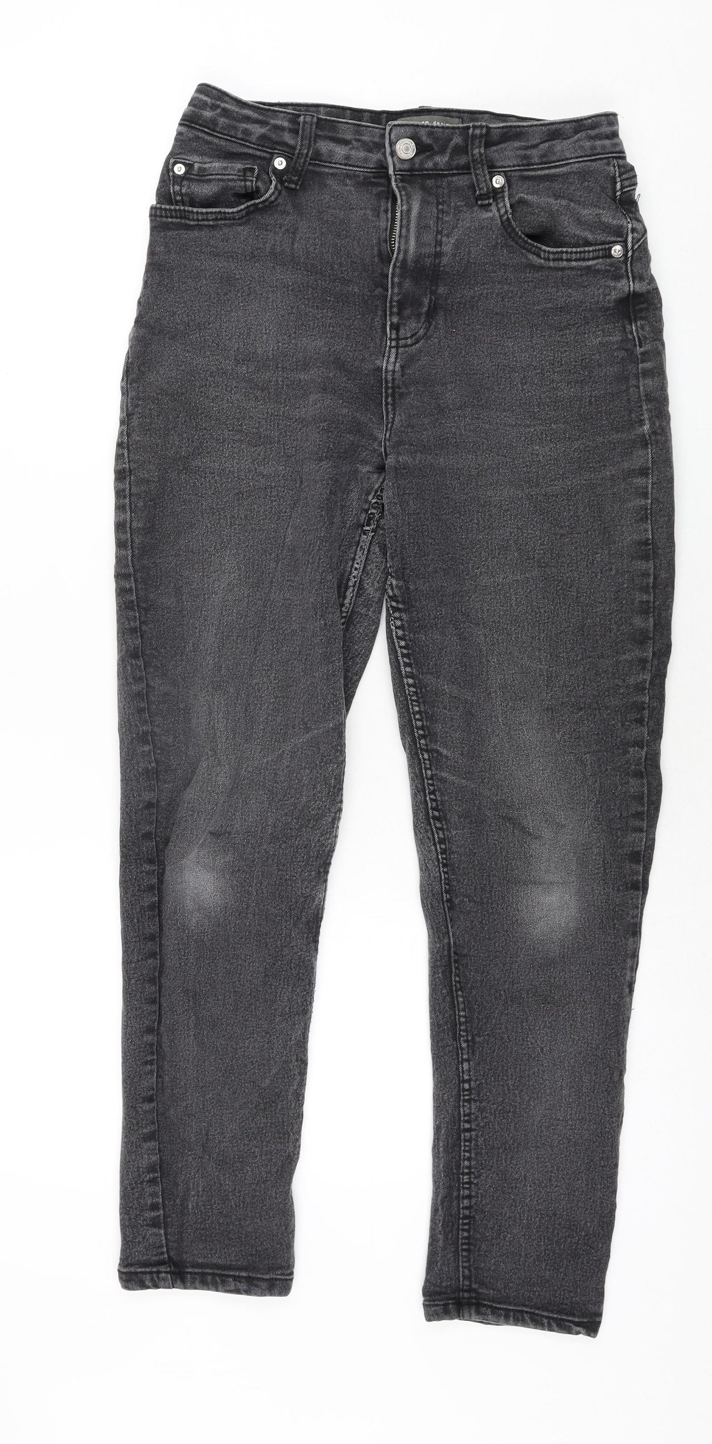 Denim & Co. Womens Grey Cotton Tapered Jeans Size 10 L28 in Regular Zip