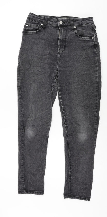 Denim & Co. Womens Grey Cotton Tapered Jeans Size 10 L28 in Regular Zip