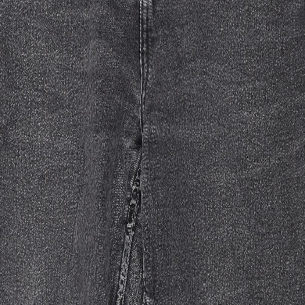 Denim & Co. Womens Grey Cotton Tapered Jeans Size 10 L28 in Regular Zip