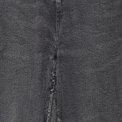 Denim & Co. Womens Grey Cotton Tapered Jeans Size 10 L28 in Regular Zip