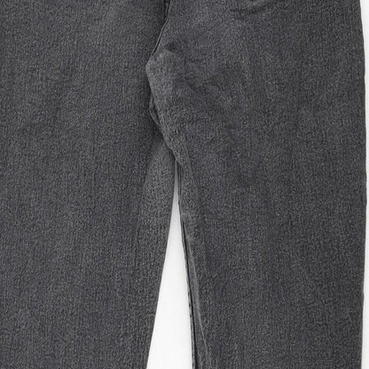 Denim & Co. Womens Grey Cotton Tapered Jeans Size 10 L28 in Regular Zip