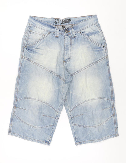 Denim & Co. Mens Blue Cotton Bermuda Shorts Size 34 in L10 in Regular Button