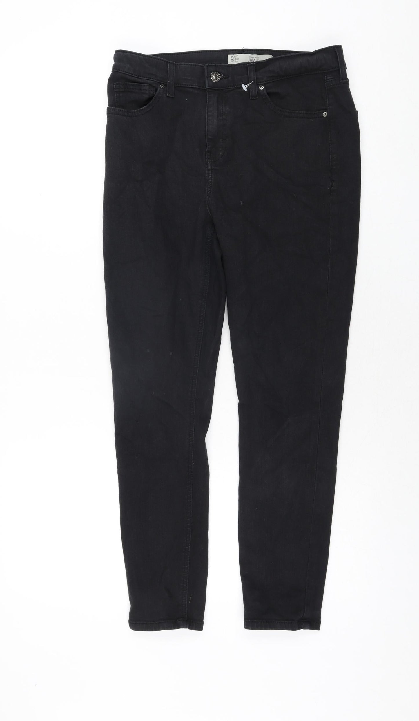 Topshop Womens Black Cotton Skinny Jeans Size 30 in L30 in Regular Zip