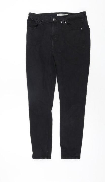 Topshop Womens Black Cotton Skinny Jeans Size 30 in L30 in Regular Zip