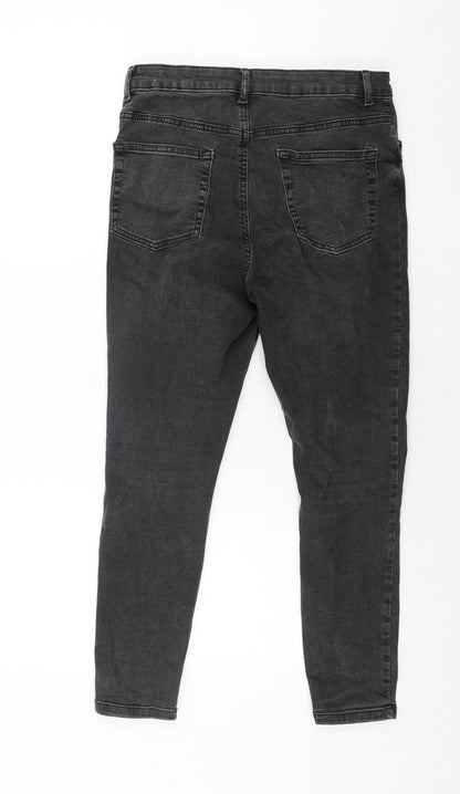 Denim & Co. Womens Grey Cotton Skinny Jeans Size 14 L26 in Regular Zip