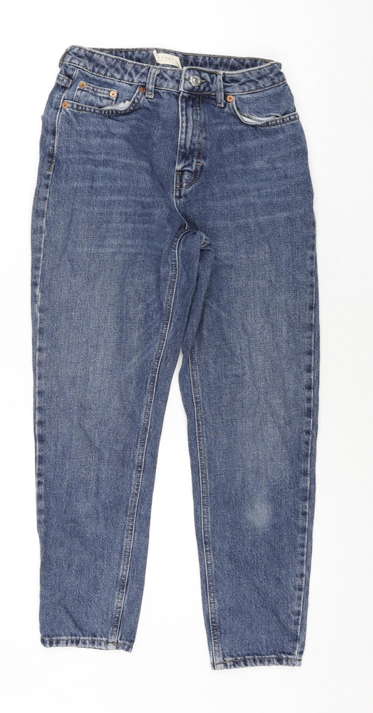 Topshop Womens Blue Cotton Mom Jeans Size 26 in L26 in Regular Zip
