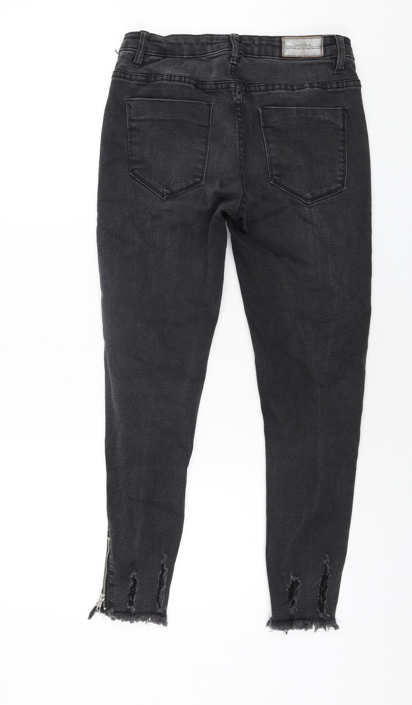 Queen Hearts Womens Grey Cotton Skinny Jeans Size L L26 in Regular Zip