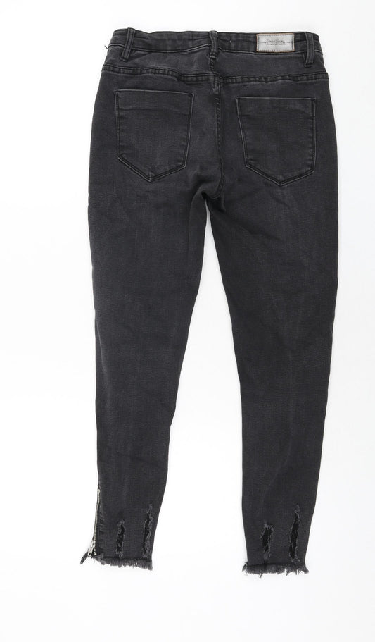 Queen Hearts Womens Grey Cotton Skinny Jeans Size L L26 in Regular Zip