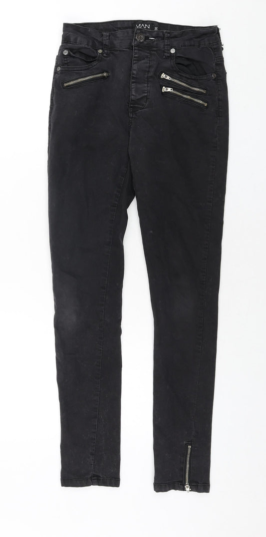 Boohoo Mens Grey Cotton Skinny Jeans Size 30 in L32 in Regular Zip