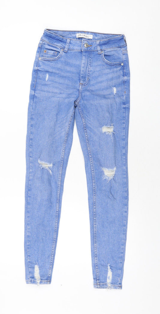 Denim & Co. Womens Blue Cotton Skinny Jeans Size 6 L28 in Regular Zip