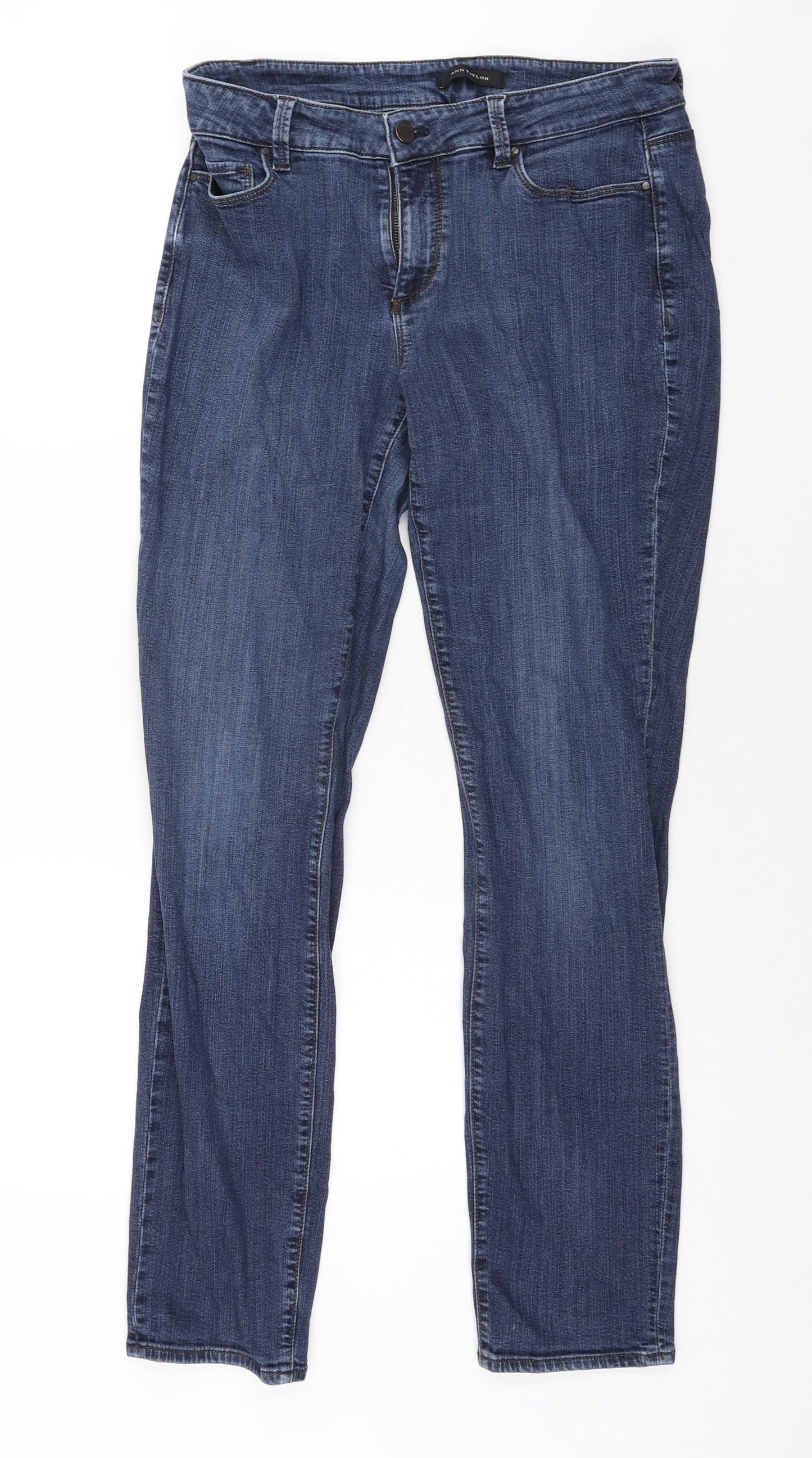 Ann Taylor Womens Blue Cotton Skinny Jeans Size 10 L31 in Regular Zip