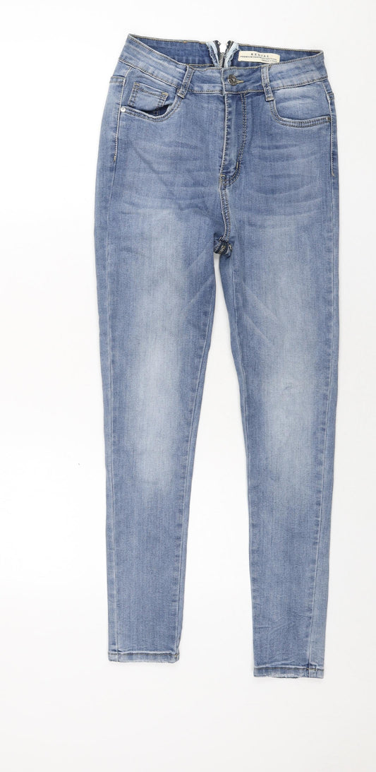 Redial Womens Blue Cotton Skinny Jeans Size 10 L27 in Regular Zip - Back Zip Detail