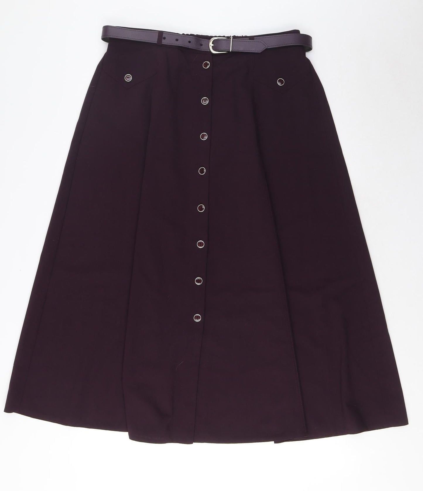Design Essentials Womens Purple Polyester A-Line Skirt Size 16 Button - Belted