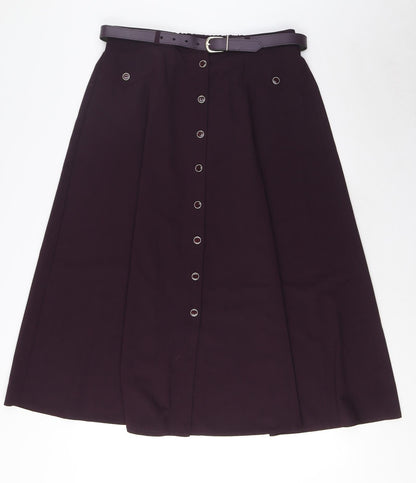 Design Essentials Womens Purple Polyester A-Line Skirt Size 16 Button - Belted