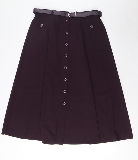 Design Essentials Womens Purple Polyester A-Line Skirt Size 16 Button - Belted