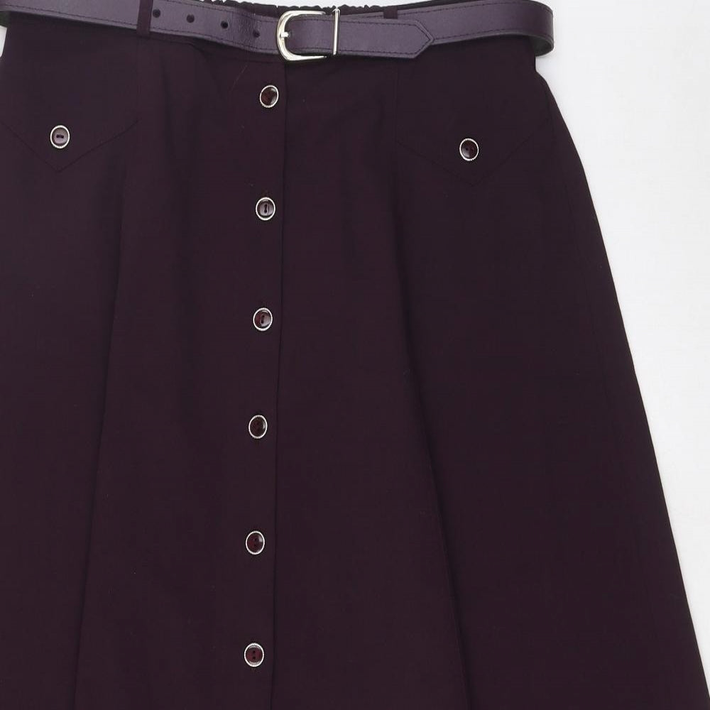 Design Essentials Womens Purple Polyester A-Line Skirt Size 16 Button - Belted