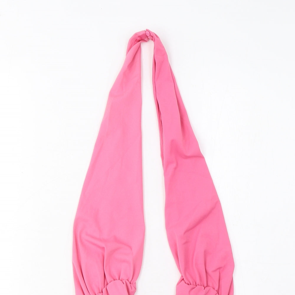 Zara Womens Pink Polyamide Bodysuit One-Piece Size M Snap - Pleated, Open Back