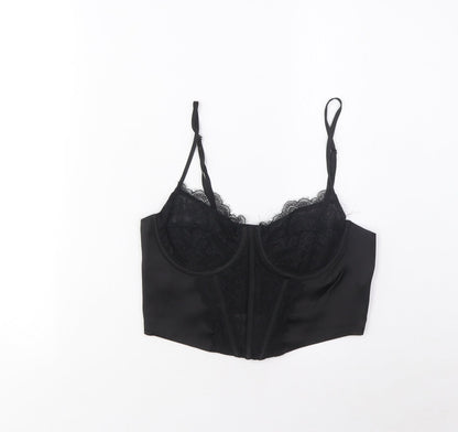 Womens UK Size M Stradivarius Black Cropped Tank