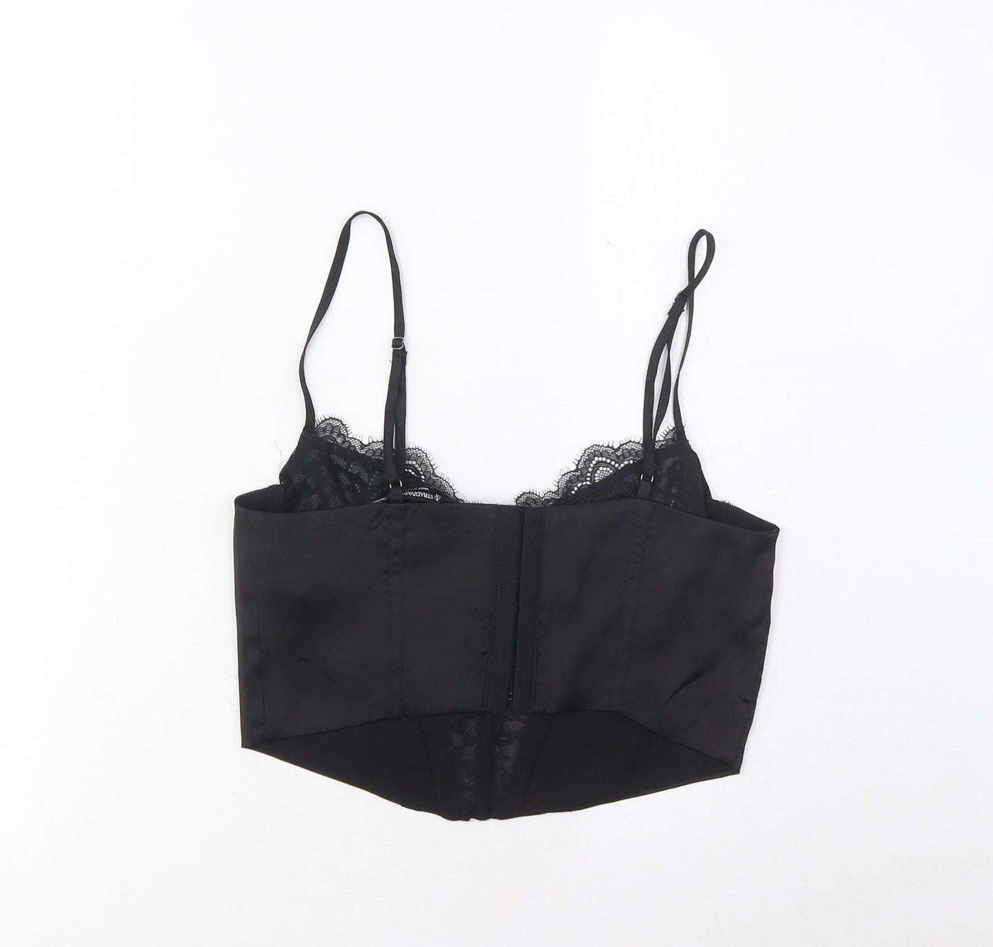 Womens UK Size M Stradivarius Black Cropped Tank