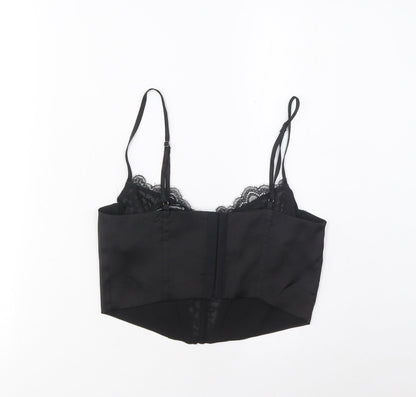 Womens UK Size M Stradivarius Black Cropped Tank