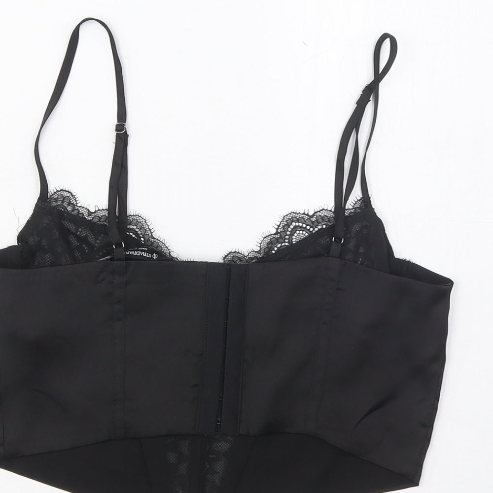 Womens UK Size M Stradivarius Black Cropped Tank