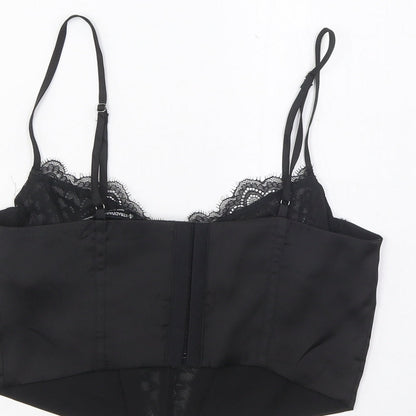 Womens UK Size M Stradivarius Black Cropped Tank