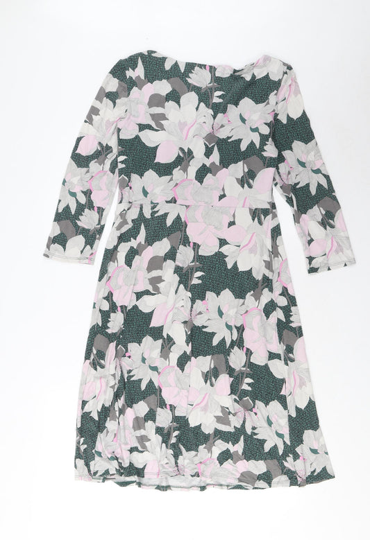 Per Una Womens Multicoloured Geometric Viscose A-Line Size 10 Boat Neck Pullover - Tie Front