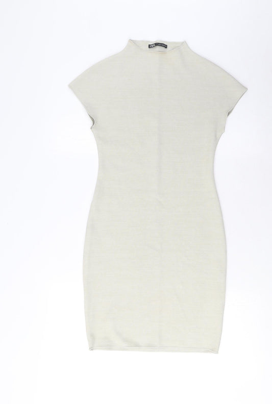 Zara Womens Grey Polyester Bodycon Size S Crew Neck Pullover